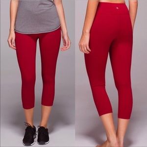 RARE cropped dark red leggings